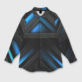 Мужская рубашка oversize 3D с принтом Вихри темноты синего в Курске,  |  | 