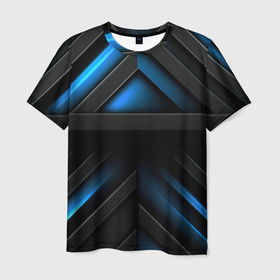 Мужская футболка 3D с принтом Вихри темноты синего в Курске, 100% полиэфир | прямой крой, круглый вырез горловины, длина до линии бедер | 