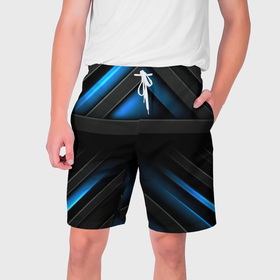 Мужские шорты 3D с принтом Вихри темноты синего в Санкт-Петербурге,  полиэстер 100% | прямой крой, два кармана без застежек по бокам. Мягкая трикотажная резинка на поясе, внутри которой широкие завязки. Длина чуть выше колен | 