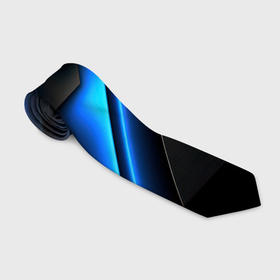 Галстук 3D с принтом Разрыв реальности синего , 100% полиэстер | Длина 148 см; Плотность 150-180 г/м2 | Тематика изображения на принте: 