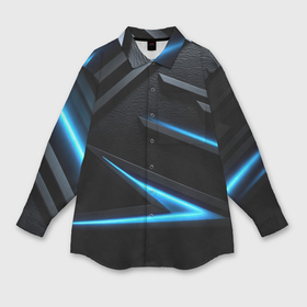 Мужская рубашка oversize 3D с принтом Черный и синий фон  с абстракцией в Тюмени,  |  | 