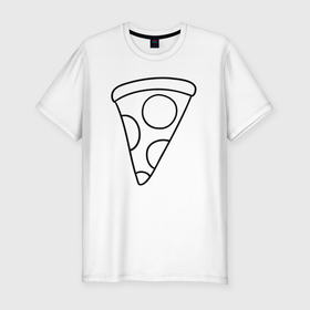 Мужская футболка хлопок Slim с принтом Простой кусочек пиццы в Новосибирске, 92% хлопок, 8% лайкра | приталенный силуэт, круглый вырез ворота, длина до линии бедра, короткий рукав | Тематика изображения на принте: 