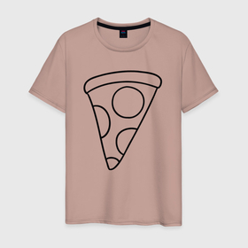 Мужская футболка хлопок с принтом Простой кусочек пиццы в Курске, 100% хлопок | прямой крой, круглый вырез горловины, длина до линии бедер, слегка спущенное плечо. | 