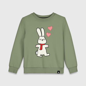 Детский свитшот хлопок с принтом Bunny love , 100% хлопок | круглый вырез горловины, эластичные манжеты, пояс и воротник | Тематика изображения на принте: 