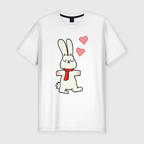 Мужская футболка хлопок Slim с принтом Bunny love в Новосибирске, 92% хлопок, 8% лайкра | приталенный силуэт, круглый вырез ворота, длина до линии бедра, короткий рукав | Тематика изображения на принте: 