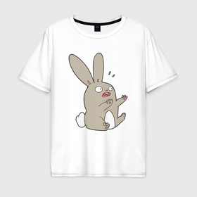 Мужская футболка хлопок Oversize с принтом Funny bunny в Петрозаводске, 100% хлопок | свободный крой, круглый ворот, “спинка” длиннее передней части | Тематика изображения на принте: 