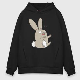 Мужское худи Oversize хлопок с принтом Funny bunny в Екатеринбурге, френч-терри — 70% хлопок, 30% полиэстер. Мягкий теплый начес внутри —100% хлопок | боковые карманы, эластичные манжеты и нижняя кромка, капюшон на магнитной кнопке | Тематика изображения на принте: 