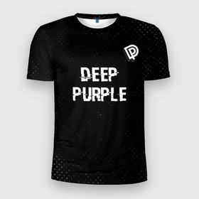 Мужская футболка 3D Slim с принтом Deep Purple glitch на темном фоне посередине в Курске, 100% полиэстер с улучшенными характеристиками | приталенный силуэт, круглая горловина, широкие плечи, сужается к линии бедра | 