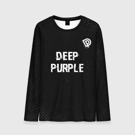 Мужской лонгслив 3D с принтом Deep Purple glitch на темном фоне посередине в Курске, 100% полиэстер | длинные рукава, круглый вырез горловины, полуприлегающий силуэт | 