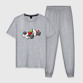 Мужская пижама хлопок с принтом Формула 1 мультяшная МакЛарен в Екатеринбурге, 100% хлопок | брюки и футболка прямого кроя, без карманов, на брюках мягкая резинка на поясе и по низу штанин
 | 