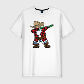 Мужская футболка хлопок Slim с принтом Санта ковбой в Екатеринбурге, 92% хлопок, 8% лайкра | приталенный силуэт, круглый вырез ворота, длина до линии бедра, короткий рукав | 