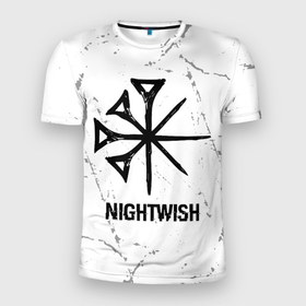 Мужская футболка 3D Slim с принтом Nightwish glitch на светлом фоне в Курске, 100% полиэстер с улучшенными характеристиками | приталенный силуэт, круглая горловина, широкие плечи, сужается к линии бедра | 