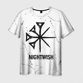 Мужская футболка 3D с принтом Nightwish glitch на светлом фоне в Петрозаводске, 100% полиэфир | прямой крой, круглый вырез горловины, длина до линии бедер | 