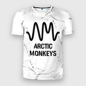 Мужская футболка 3D Slim с принтом Arctic Monkeys glitch на светлом фоне , 100% полиэстер с улучшенными характеристиками | приталенный силуэт, круглая горловина, широкие плечи, сужается к линии бедра | 