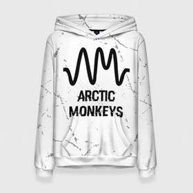 Женская толстовка 3D с принтом Arctic Monkeys glitch на светлом фоне в Петрозаводске, 100% полиэстер  | двухслойный капюшон со шнурком для регулировки, мягкие манжеты на рукавах и по низу толстовки, спереди карман-кенгуру с мягким внутренним слоем. | 