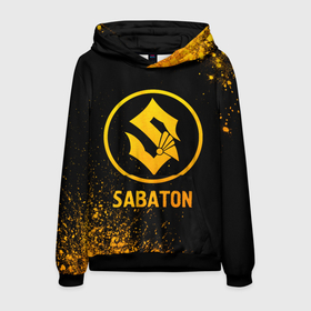 Мужская толстовка 3D с принтом Sabaton   gold gradient в Петрозаводске, 100% полиэстер | двухслойный капюшон со шнурком для регулировки, мягкие манжеты на рукавах и по низу толстовки, спереди карман-кенгуру с мягким внутренним слоем. | 