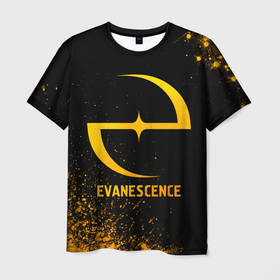 Мужская футболка 3D с принтом Evanescence   gold gradient в Новосибирске, 100% полиэфир | прямой крой, круглый вырез горловины, длина до линии бедер | Тематика изображения на принте: 