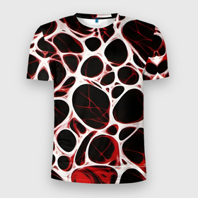 Мужская футболка 3D Slim с принтом Красная морская волна в Белгороде, 100% полиэстер с улучшенными характеристиками | приталенный силуэт, круглая горловина, широкие плечи, сужается к линии бедра | Тематика изображения на принте: 