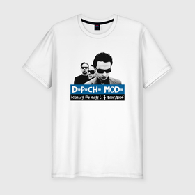Мужская футболка хлопок Slim с принтом Depeche Mode   Playing the angel band в Санкт-Петербурге, 92% хлопок, 8% лайкра | приталенный силуэт, круглый вырез ворота, длина до линии бедра, короткий рукав | 