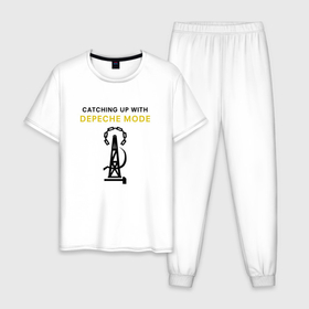 Мужская пижама хлопок с принтом Depeche Mode   Catching Up With в Петрозаводске, 100% хлопок | брюки и футболка прямого кроя, без карманов, на брюках мягкая резинка на поясе и по низу штанин
 | 