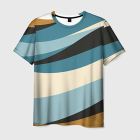 Мужская футболка 3D с принтом Полосы ретро цветов в Белгороде, 100% полиэфир | прямой крой, круглый вырез горловины, длина до линии бедер | Тематика изображения на принте: 