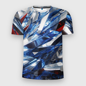 Мужская футболка 3D Slim с принтом Абстрактные осколки стеклянных кристалов в Санкт-Петербурге, 100% полиэстер с улучшенными характеристиками | приталенный силуэт, круглая горловина, широкие плечи, сужается к линии бедра | 