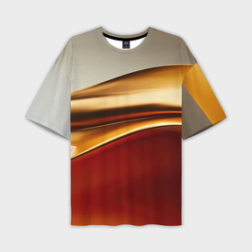 Мужская футболка oversize 3D с принтом Бежевые и золотистые волны в Курске,  |  | 