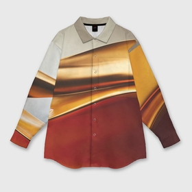 Мужская рубашка oversize 3D с принтом Бежевые и золотистые волны в Курске,  |  | 