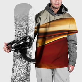 Накидка на куртку 3D с принтом Бежевые и золотистые волны в Курске, 100% полиэстер |  | 