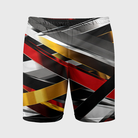 Мужские шорты спортивные с принтом Металлические красные и белые полосы в Кировске,  |  | 