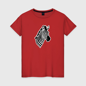 Женская футболка хлопок с принтом Портрет зебры в пол оборота , 100% хлопок | прямой крой, круглый вырез горловины, длина до линии бедер, слегка спущенное плечо | 