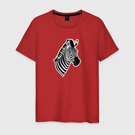 Мужская футболка хлопок с принтом Портрет зебры в пол оборота в Кировске, 100% хлопок | прямой крой, круглый вырез горловины, длина до линии бедер, слегка спущенное плечо. | 