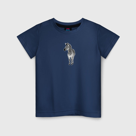 Детская футболка хлопок с принтом Зебра в полный рост в Санкт-Петербурге, 100% хлопок | круглый вырез горловины, полуприлегающий силуэт, длина до линии бедер | Тематика изображения на принте: 