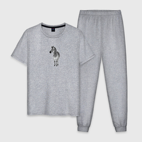 Мужская пижама хлопок с принтом Зебра в полный рост в Кировске, 100% хлопок | брюки и футболка прямого кроя, без карманов, на брюках мягкая резинка на поясе и по низу штанин
 | 