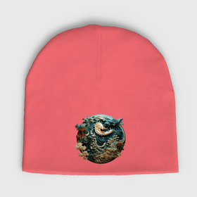 Мужская шапка демисезонная с принтом Китайский дракон в круге в Санкт-Петербурге,  |  | Тематика изображения на принте: 