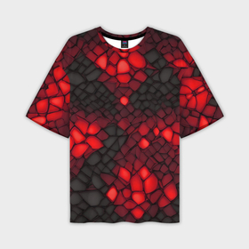 Мужская футболка oversize 3D с принтом Красный трескающийся камень в Белгороде,  |  | Тематика изображения на принте: 