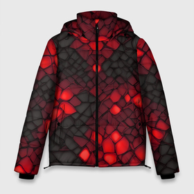 Мужская зимняя куртка 3D с принтом Красный трескающийся камень в Белгороде, верх — 100% полиэстер; подкладка — 100% полиэстер; утеплитель — 100% полиэстер | длина ниже бедра, свободный силуэт Оверсайз. Есть воротник-стойка, отстегивающийся капюшон и ветрозащитная планка. 

Боковые карманы с листочкой на кнопках и внутренний карман на молнии. | Тематика изображения на принте: 