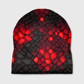 Шапка 3D с принтом Красный трескающийся камень в Белгороде, 100% полиэстер | универсальный размер, печать по всей поверхности изделия | Тематика изображения на принте: 