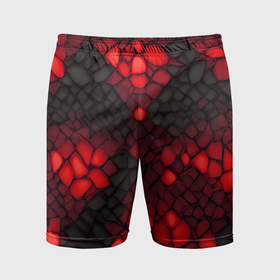 Мужские шорты спортивные с принтом Красный трескающийся камень в Белгороде,  |  | Тематика изображения на принте: 
