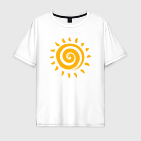 Мужская футболка хлопок Oversize с принтом Солнечная спираль в Петрозаводске, 100% хлопок | свободный крой, круглый ворот, “спинка” длиннее передней части | 