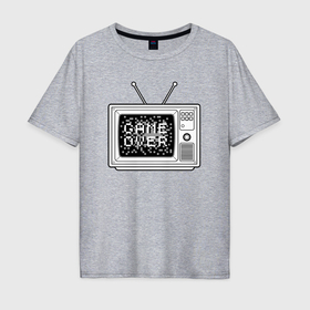 Мужская футболка хлопок Oversize с принтом TV game over , 100% хлопок | свободный крой, круглый ворот, “спинка” длиннее передней части | 