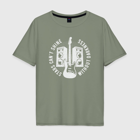Мужская футболка хлопок Oversize с принтом Звёздам не сиять без темноты в Тюмени, 100% хлопок | свободный крой, круглый ворот, “спинка” длиннее передней части | 