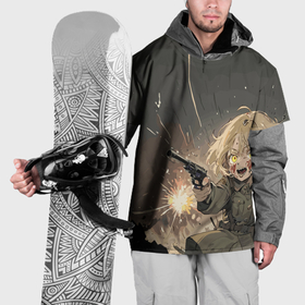 Накидка на куртку 3D с принтом Девушка Дегуршафф с пистолетом в Кировске, 100% полиэстер |  | 