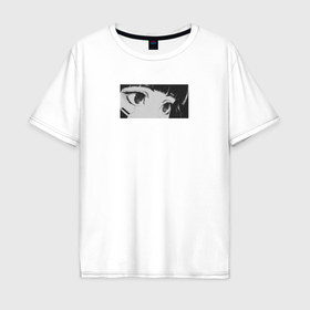 Мужская футболка хлопок Oversize с принтом Anime eyes в Екатеринбурге, 100% хлопок | свободный крой, круглый ворот, “спинка” длиннее передней части | 