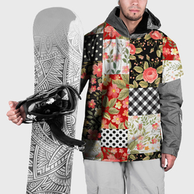 Накидка на куртку 3D с принтом Лоскутный коллаж с цветами в Санкт-Петербурге, 100% полиэстер |  | 
