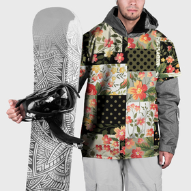 Накидка на куртку 3D с принтом Лоскутный коллаж с цветами в Санкт-Петербурге, 100% полиэстер |  | 