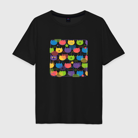 Мужская футболка хлопок Oversize с принтом Разноцветные котята в Кировске, 100% хлопок | свободный крой, круглый ворот, “спинка” длиннее передней части | Тематика изображения на принте: 