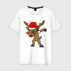 Мужская футболка хлопок с принтом Deer dabbing , 100% хлопок | прямой крой, круглый вырез горловины, длина до линии бедер, слегка спущенное плечо. | Тематика изображения на принте: 