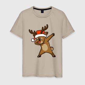 Мужская футболка хлопок с принтом Dabbing deer , 100% хлопок | прямой крой, круглый вырез горловины, длина до линии бедер, слегка спущенное плечо. | Тематика изображения на принте: 