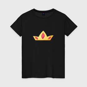 Женская футболка хлопок с принтом Золотая корона с драгоценными камнями в Кировске, 100% хлопок | прямой крой, круглый вырез горловины, длина до линии бедер, слегка спущенное плечо | 